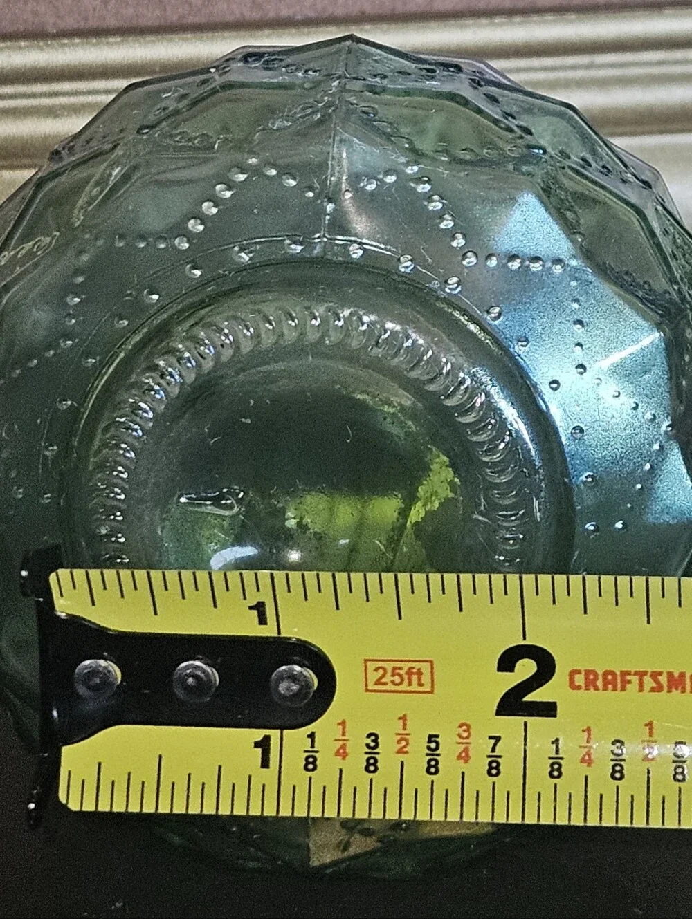 Diamond Quilted Shimmer Iridescent Teal Green Vase Genie Bottle Window Decor